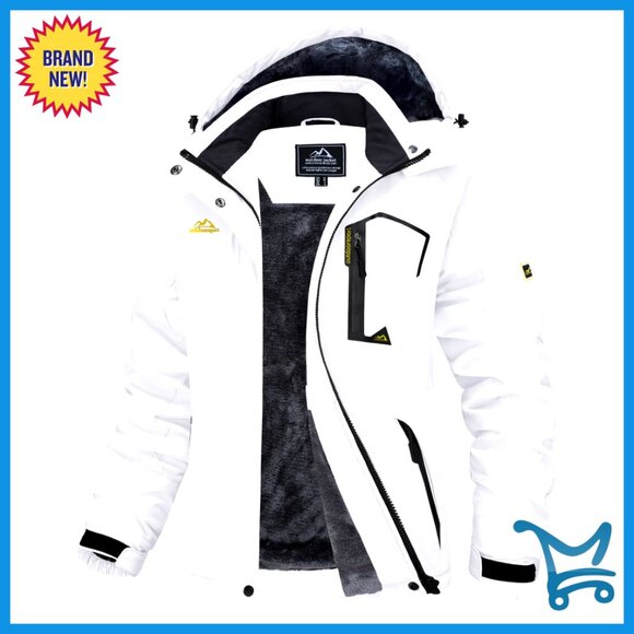 Waterproof Insulated Ski Jacket Warm Windproof Fleece Lined Hood Winter Coat